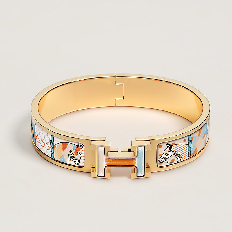 エナメルブレスレット 《クリックH/コロリアージュ・馬着》 - ベージュ